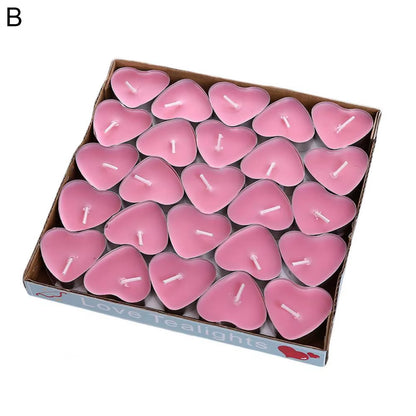 Tea Wax 50Pcs Convenient Birthday Decorating Mini Candles Small Size Tealight Candle Round/Heart Shape for Party