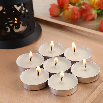 50 Pcs Tea Candles round Scented Room Small Tealight for Wedding Lights Household Romantic White Multi-Function Metal