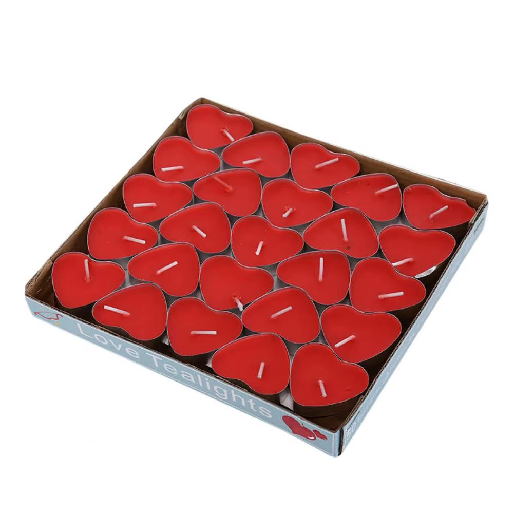 Tea Wax 50Pcs Convenient Birthday Decorating Mini Candles Small Size Tealight Candle Round/Heart Shape for Party