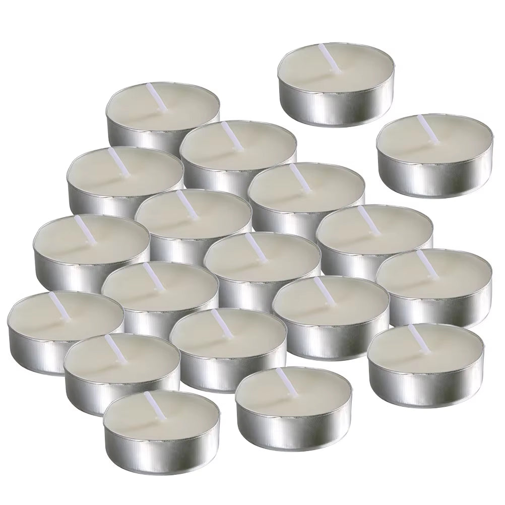 50 Pcs Tea Candles round Scented Room Small Tealight for Wedding Lights Household Romantic White Multi-Function Metal