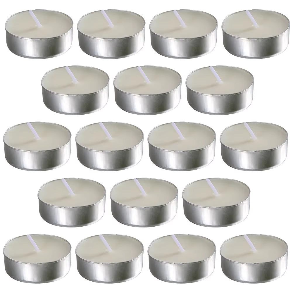 50 Pcs Tea Candles round Scented Room Small Tealight for Wedding Lights Household Romantic White Multi-Function Metal