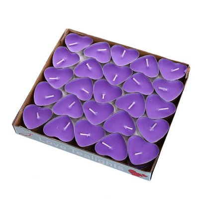 Tea Wax 50Pcs Convenient Birthday Decorating Mini Candles Small Size Tealight Candle Round/Heart Shape for Party