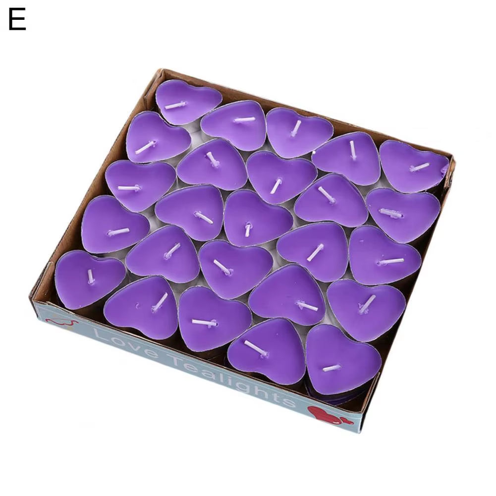 Tea Wax 50Pcs Convenient Birthday Decorating Mini Candles Small Size Tealight Candle Round/Heart Shape for Party