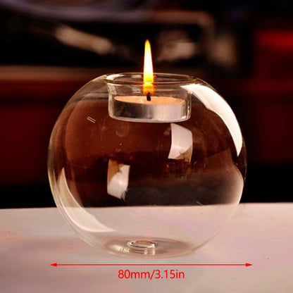 Transparent Glass Candle Holder Wedding Dinner Table Decoration Bar Party Christmas Candlestick Rustic round Glass Candlestick