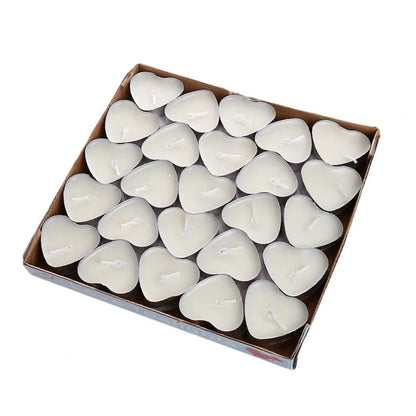 Tea Wax 50Pcs Convenient Birthday Decorating Mini Candles Small Size Tealight Candle Round/Heart Shape for Party